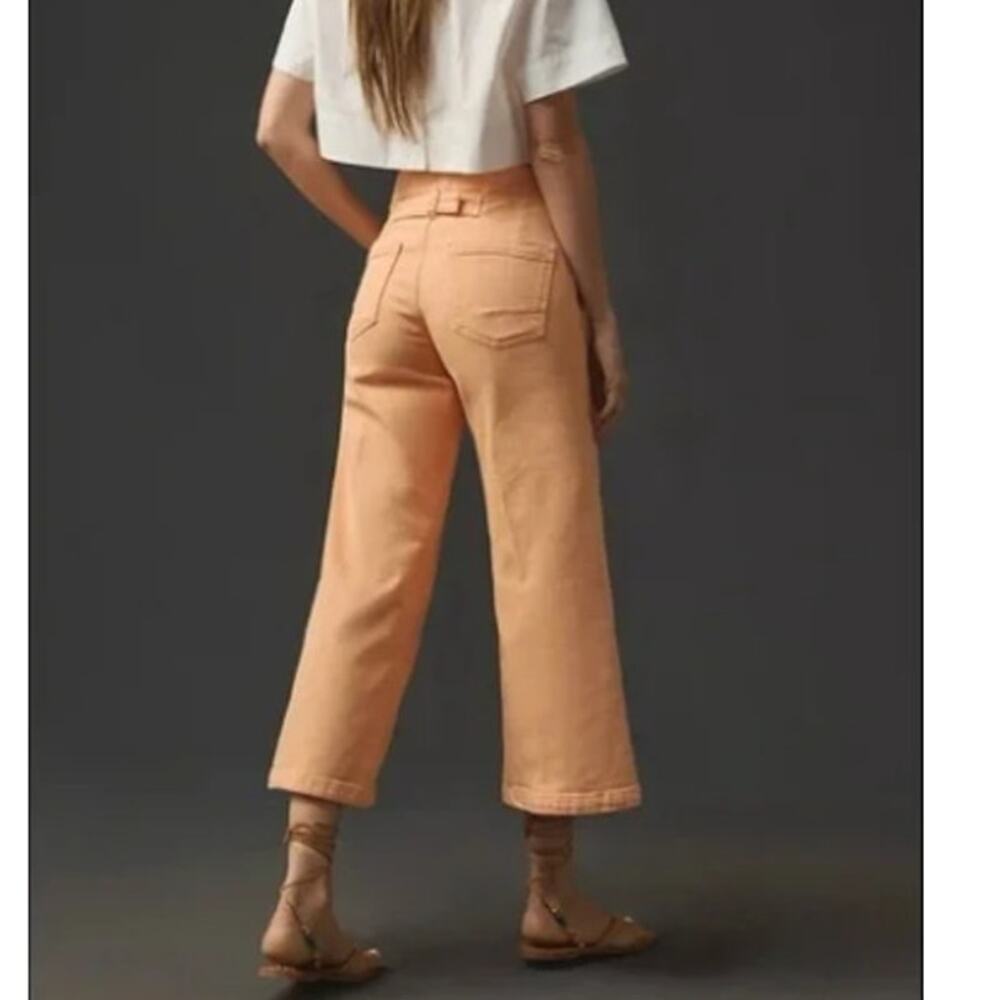 Pilcro Anthropologie The Kit High Rise Crop Wide Leg Pants 26 Coral Casual Peach - Picture 12 of 12